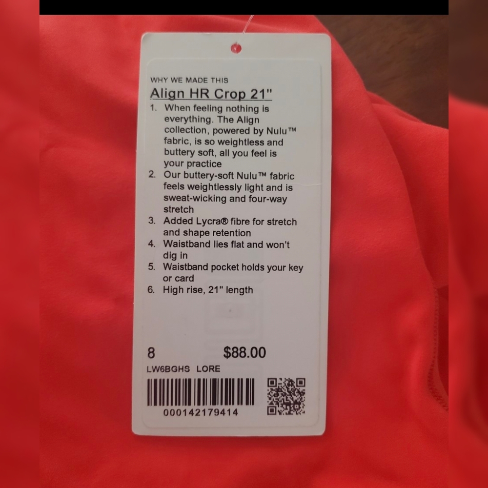 Lululemon Align HR Crop 21" Leggings - Color Red Love - Picture 4 of 4